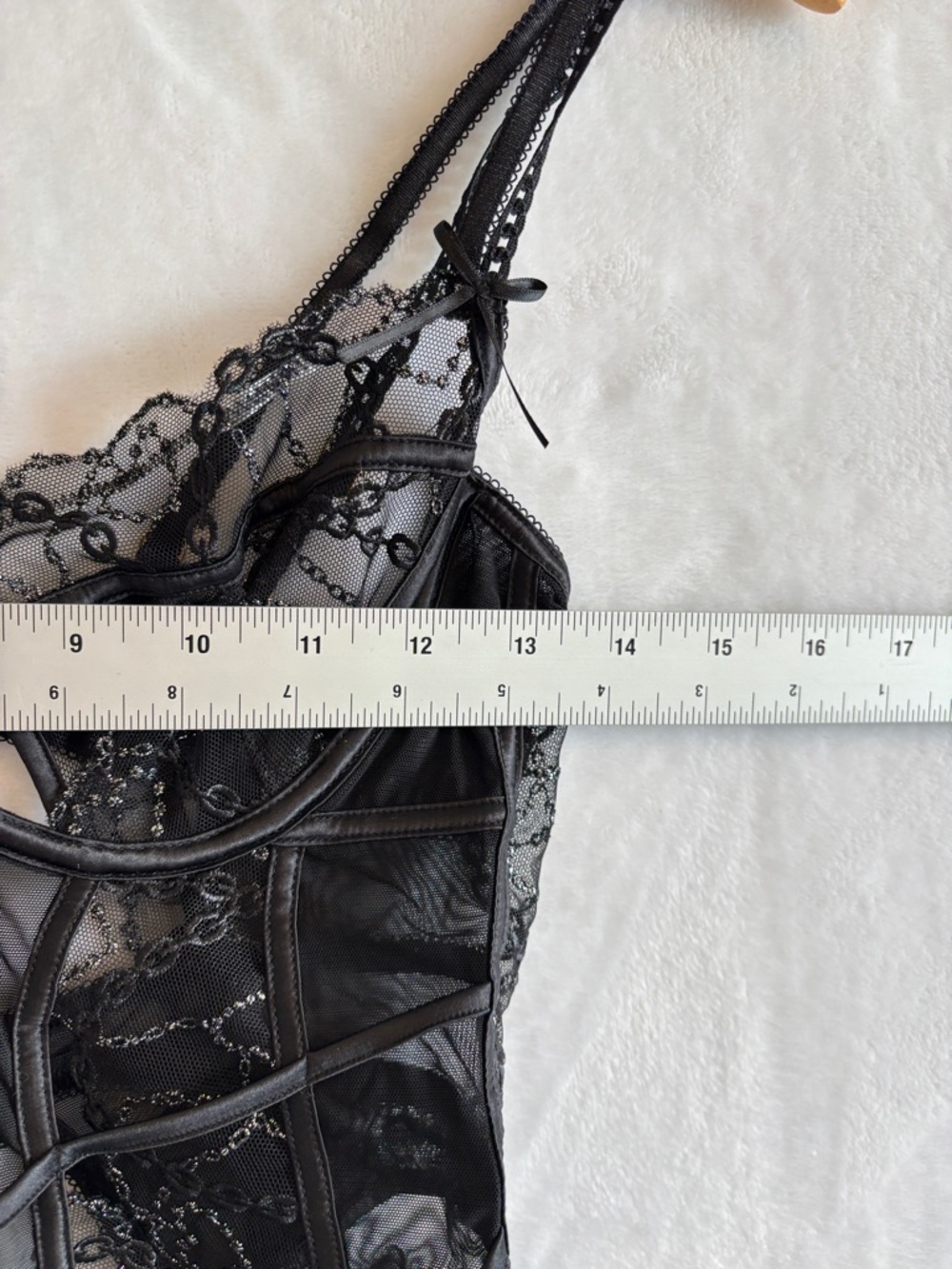 Lounge Vida Black Lace Sheer Bodysuit small - Picture 8 of 15